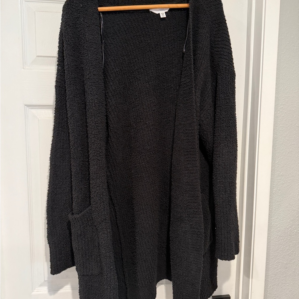 Time and Tru Black Open-Front Cardigan